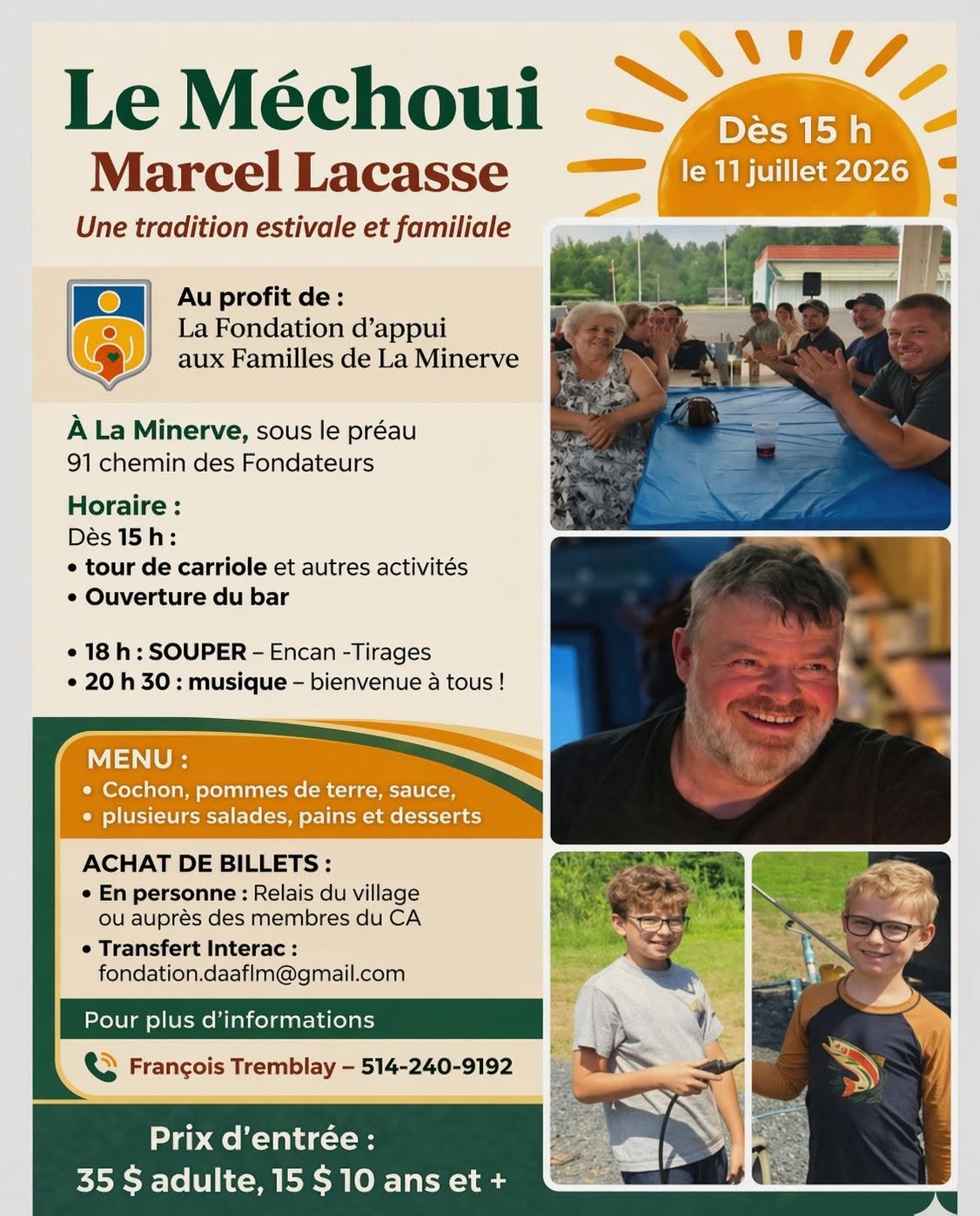 Méchoui Marcel Lacasse 11 juillet 2026- Fondation d'appui aux familles de La Minerve